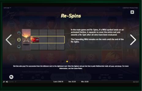Hotline Slot Machine Re-Spins Bonus Screen