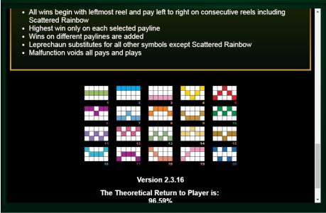 Emerald Isle Slot Machine Paylines Screen