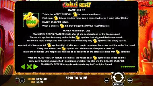 Chilli Heat Slot Machine Game Rules Screen