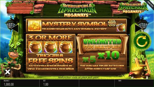 Wish Upon A Leprechaun Megaways Slot Machine Free Spins Bonus Screen