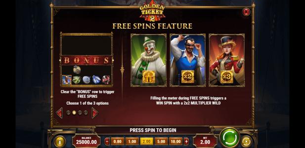 Golden Ticket 2 Slot Machine Free Spins Bonus Screen