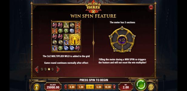 Golden Ticket 2 Slot Machine Vin Spins Bonus Screen