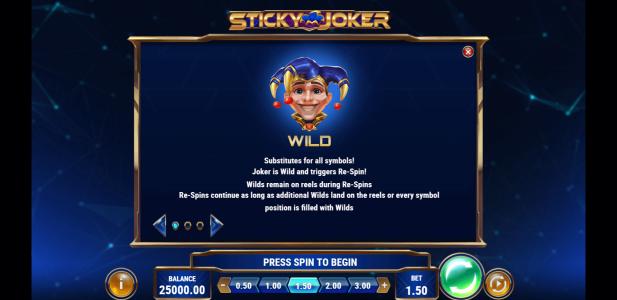 Sticky Joker Slot Machine Wild Symbol Screen