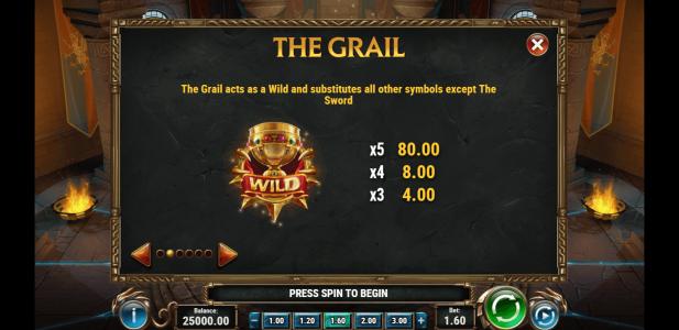 The Sword and The Grail Slot Machine Wild Symbol Screen