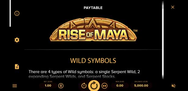 Rise of Maya Slot Machine Wild Symbol Screen