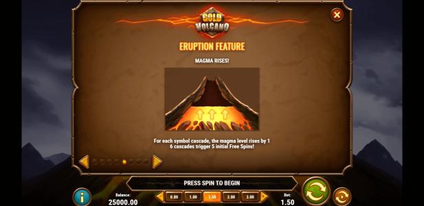 Gold Volcano Slot Machine Eruption Feature Magma Rises Screen