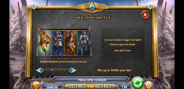 Divine Showdown Slot Machine Free Spins Battle Screen
