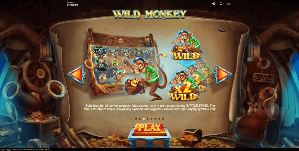 Pirates Plenty Battle for Gold Slot Machine Wild Symbol Screen