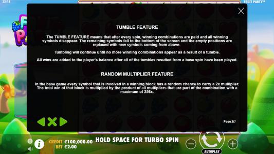 Fruit Party Slot Machine Game Rules Screen