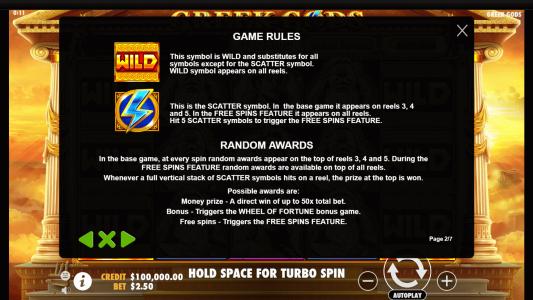 Greek Gods Slot Machine Game Rules Screen