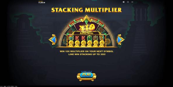 Aztec Spins Slot Machine Stacking Multiplier Feature Screen