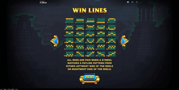 Aztec Spins Slot Machine Paylines Screen