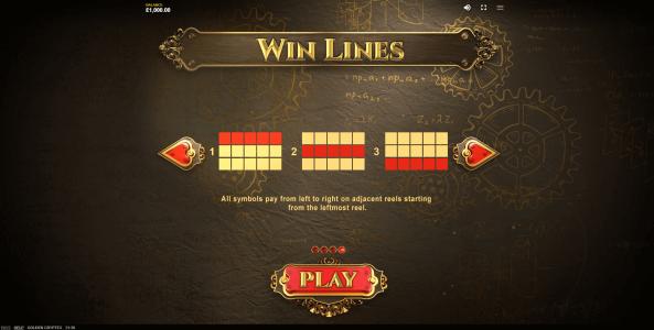 Golden Cryptex Slot Machine Paylines Screen