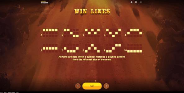 Bounty Raid Slot Machine Paylines Screen
