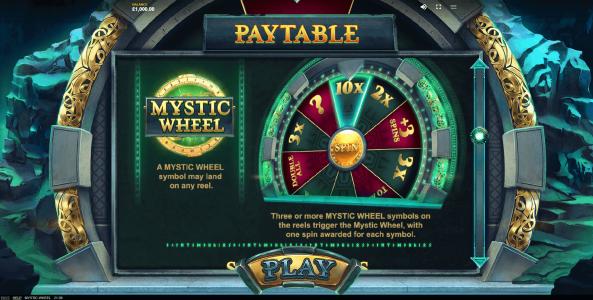 Mystic Wheel Slot Machine Paytable Screen