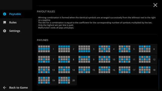 Book Of Rest Slot Machine Paylines Screen