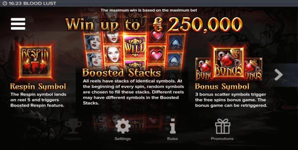Blood Lust Slot Machine Wild Symbol Screen