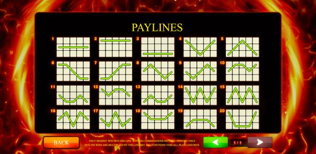 Extreme Fruits Ultimate Slot Machine Paylines Screen