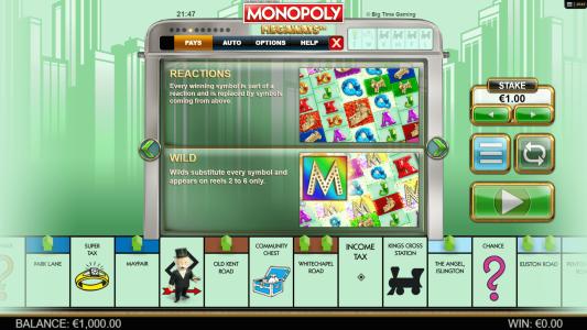 Monopoly Megaways Slot Machine Wild Symbol Screen