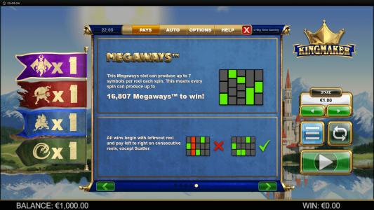 Kingmaker Slot Machine Paylines Screen