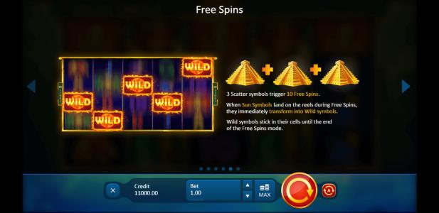 Solar Temple Slot Machine Free Spins Bonus Screen