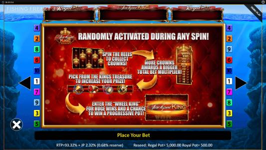Fishin Frenzy Jackpot King Slot Machine Jackpot King Bonus Feature Screen