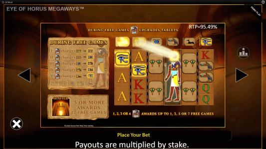 Eye of Horus Megaways Slot Machine Free Game Screen