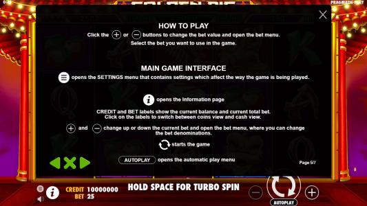 Golden Pig Slot Machine How to Play Screen