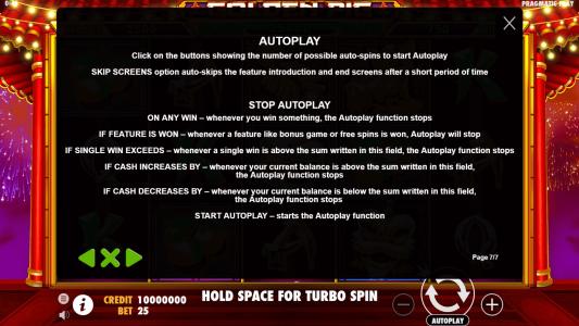 Golden Pig Slot Machine How to Play Screen