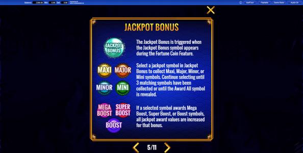 Fortune Coin Slot Machine Jeckpot Bonus Screen