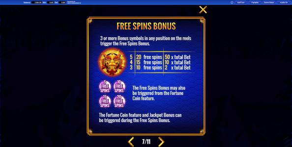 Fortune Coin Slot Machine Free Spins Bonus Screen