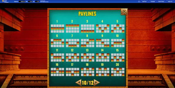 Cash Eruption Slot Machine Paylines Screen