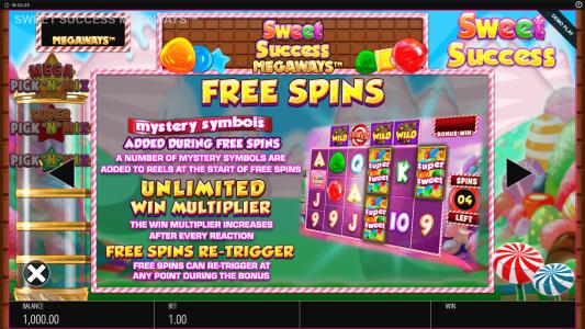 Sweet Success Megaways Slot Machine Free Spins Bonus Screen