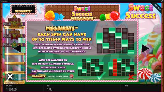 Sweet Success Megaways Slot Machine Paylines Screen