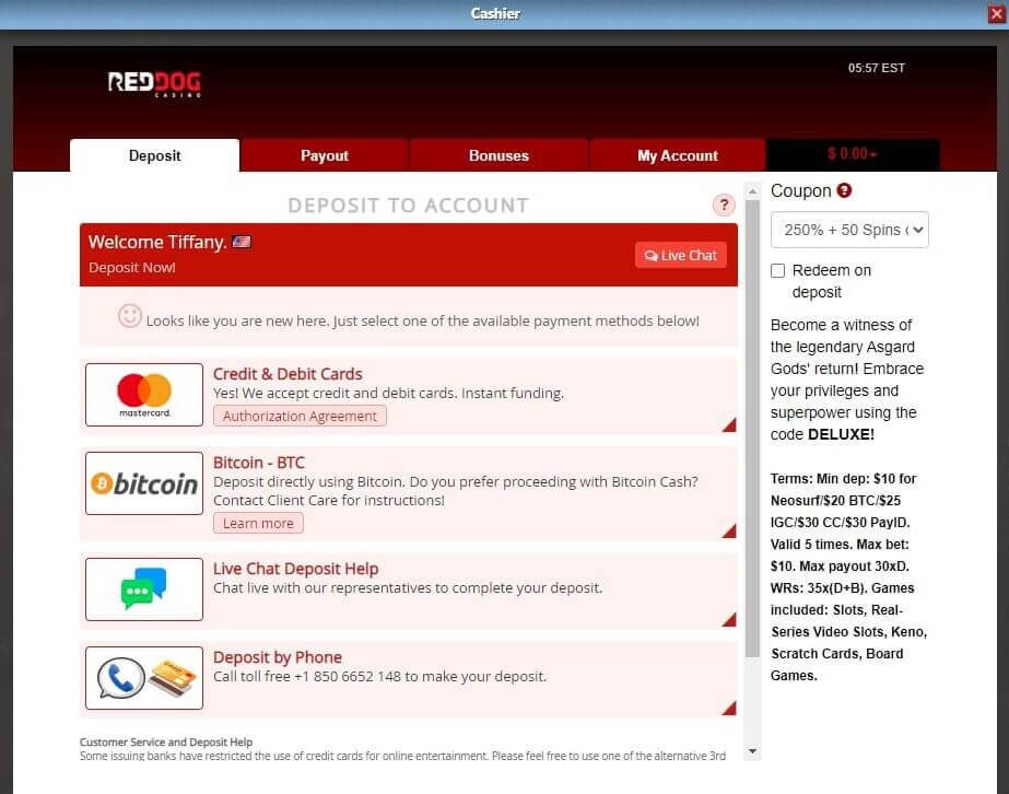 Red Dog Casino Deposit