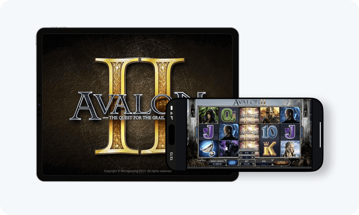 Avalon II slot interface and logo on tablet and smartphone