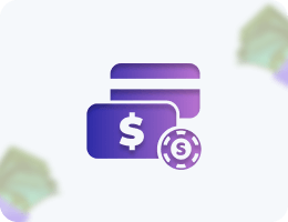 Image of bank cards with a dollar sign and a casino chip