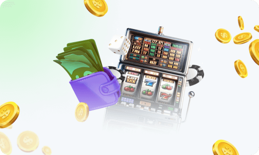 Image of a wallet with money and slot machine