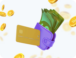 Illustration of a credit card and cash, symbolizing fast withdrawal payment methods in online casinos