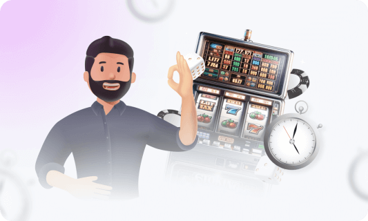 An image of an online casino player controlling the time of play on a slot machine