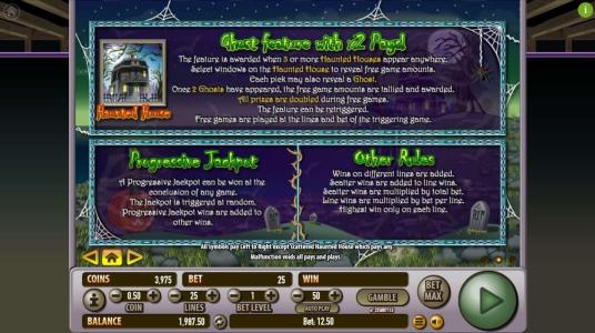 Haunted House Slot Machine Scatter Awards and Wild Symbol Screen
