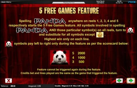 Wild Panda Slot Machine Scatter Awards and Wild Symbol Screen