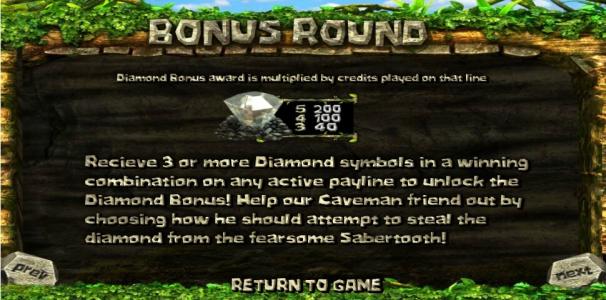 2 Million B.C Slot Machine Bonus Round Screen