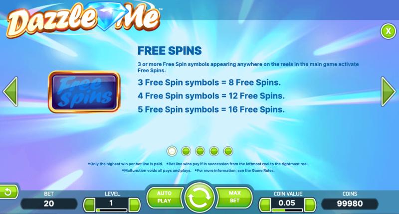 Dazzle Me Free Spins