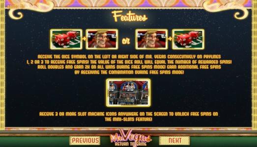 Mr. Vegas Slot Machine Scatter Awards and Wild Symbol Screen