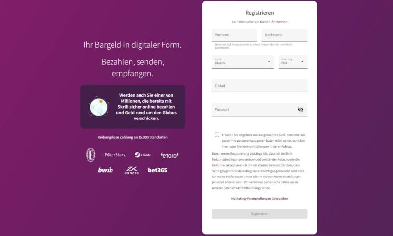 Skrill Registrieren