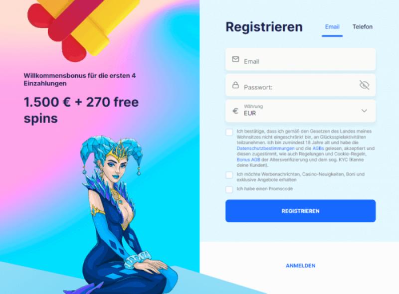 Registrierung im Ice Casino