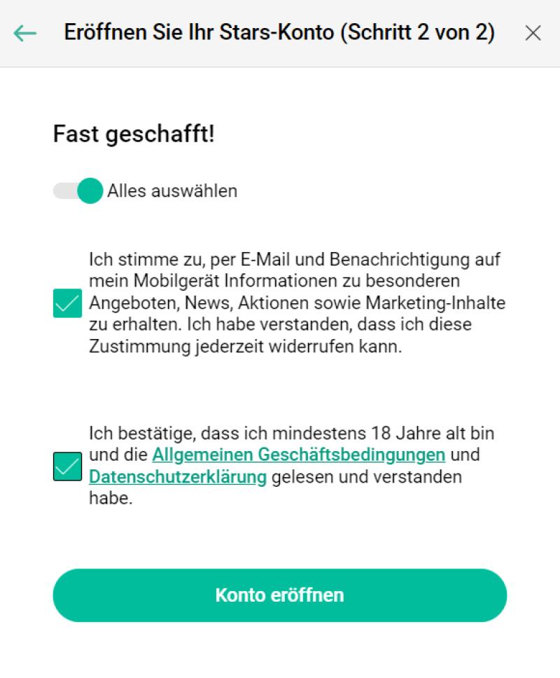 Registrierung im PokerStars Casino Schritt 2