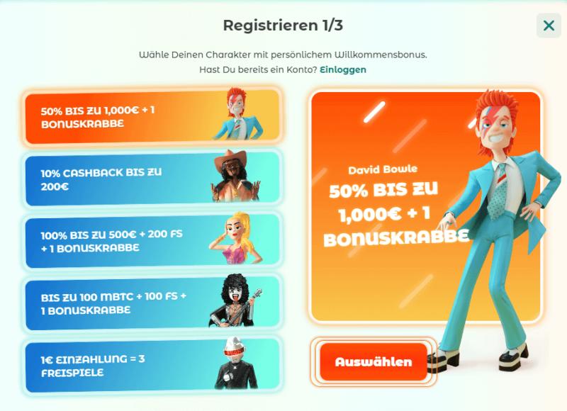 Registrierung im Neon54 Casino Schritt 1