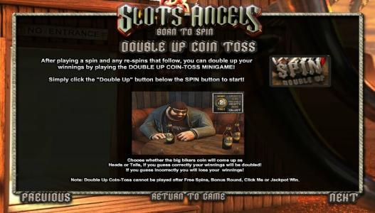 Slots Angels Double Up Coin Toss Minigame Screen